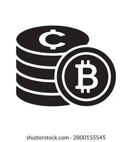 Bitcoin cryptocurrency coin stack financial icon with cryptocurrency currency blockchain business