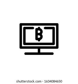 Bitcoin, Cryptocurrency, Computer, Desktop Icon. Business Icon Set Vector Logo Symbol.
