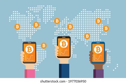 Bitcoin (cryptocurrency) concept vector banner illustration