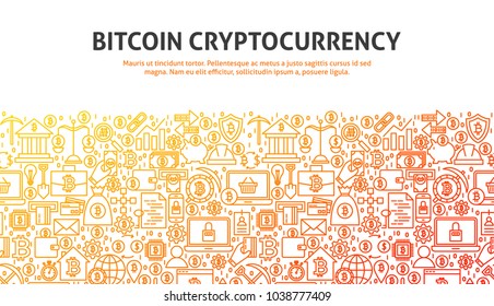 Bitcoin Cryptocurrency Concept. Vector Illustration of Line Web Design. Banner Template.
