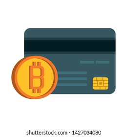 Bitcoin cryptocurrency creditcard and coin symbols vector illustration graphic design