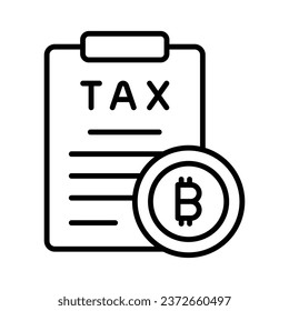 Bitcoin, cryptocurrency and digital currency tax icon concept,