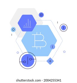 Bitcoin. Cryptocurrency. Digital money. Modern finance technologies. Flat illustration, icon. Vector file.