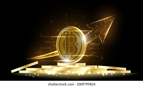Bitcoin cryptocurrency digital money with a pile of coins network technology background
