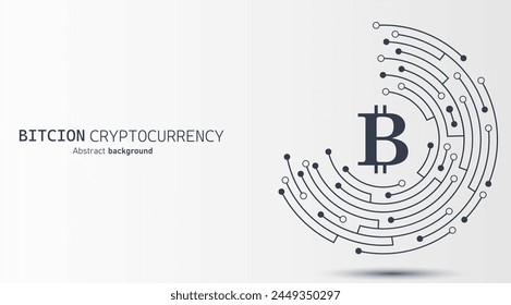 Bitcoin cryptocurrency digital technology on circuit board abstract background. design for Cryptocurrency, digital money, technology and economics. blockchain digital technology. Vector illustration