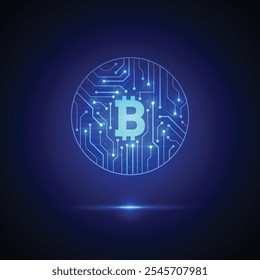 Bitcoin criptomoeda tecnologia digital no projeto de placa de circuito. Ilustração vetorial