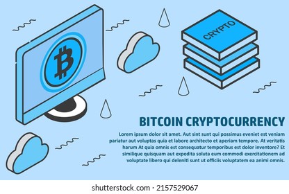 Bitcoin cryptocurrency displayed on a monitor technology isometric 