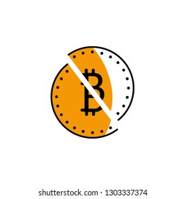 bitcoin, cryptocurrency, divide, halves icon. Element of color finance. Premium quality graphic design icon. Signs and symbols collection icon for websites
