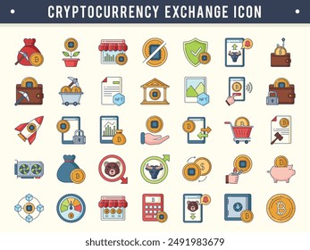 icono de intercambio de bitcoin y criptomonedas