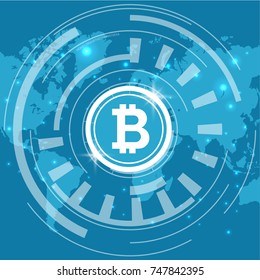 Bitcoin cryptocurrency. Financial technology. Internet money. Business concept.