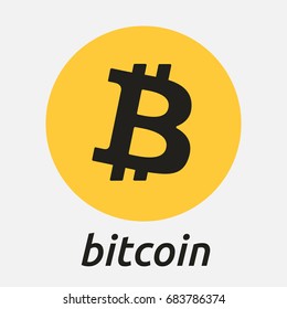 Bitcoin cryptocurrency flat vector logo isolated on white background. Blockchain bitcoin (BTC) sign logotype for web or print.