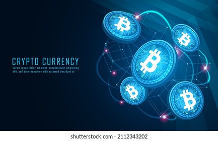 Bitcoin cryptocurrency flying
futuristic concept.