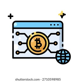 Bitcoin e Ícone de Intercâmbio Global de Criptomoeda