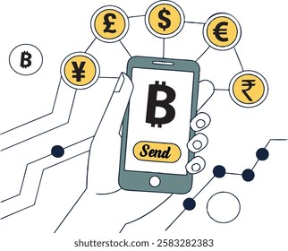 Bitcoin and Cryptocurrency Global Payment Concept Illustration for Digital Transactions Free Download