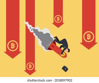 Bitcoin and cryptocurrency are going down. investor huge loss concept