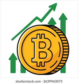 Bitcoin cryptocurrency growth design isolated on white background. Digital currency concept illustration for investment strategies, blockchain technology, and financial tech themes.