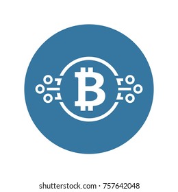 Bitcoin Cryptocurrency Icon. Modern computer network technology sign. Digital graphic symbol. Bitcoin mining. Concept design elements.