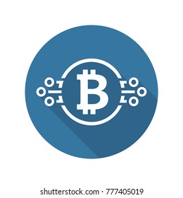 Bitcoin Cryptocurrency Icon. Modern computer network technology sign. Digital graphic symbol. Bitcoin mining. Concept design elements.