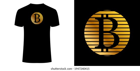 Bitcoin cryptocurrency icon on black t-shirt