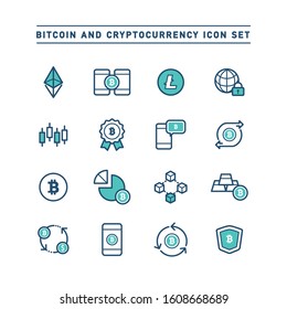 BITCOIN AND CRYPTOCURRENCY ICON SET