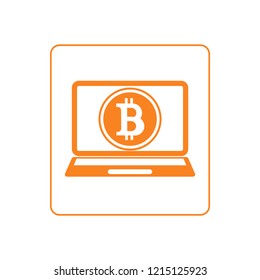 Bitcoin cryptocurrency inside laptop icon vector.