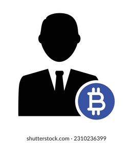 Icono de inversor de criptografía de Bitcoin, gráfico de vectores