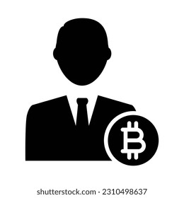 Bitcoin Cryptocurrency Investor Icon , Vector Graphics