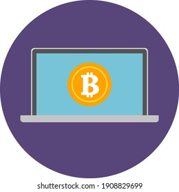 Bitcoin, Cryptocurrency, Laptop Icon. Business Icon Set Vector Logo Symbol.