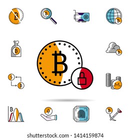 bitcoin, cryptocurrency, lock, padlock icon. Universal set of cryptocurrency for website design and development, app development