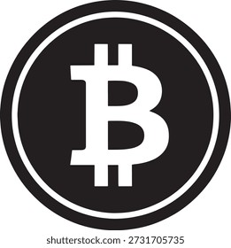 Bitcoin cryptocurrency logo with a black background and white bitcoin symbol, representing digital currency and finance.