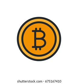 Bitcoin Cryptocurrency Minimal Color Flat Line Outline Stroke Icon Pictogram Symbol