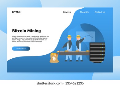 Bitcoin Cryptocurrency Mining Banner and Landing Page Illustration