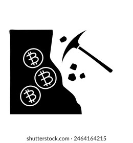 Bitcoin cryptocurrency mining concept black hand drawn icon