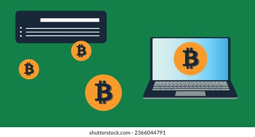 Bitcoin, cryptocurrency mining, finance, digital money market, crypto coin wallet, crypto exchange. Online job. Bitcoin cryptocurrency concept background.