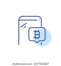 Bitcoin kryptowährung mobile App. Moderne, technologisch fortschrittliche Zahlungsmethode. Pixel perfektes, bearbeitbares Strichsymbol
