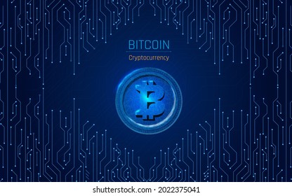 Bitcoin Cryptocurrency. Bitcoin is modern of Exchange Digital payment, Education certificate of Abroad program .modern electronic money, wireframe, plexus, dot,vector
