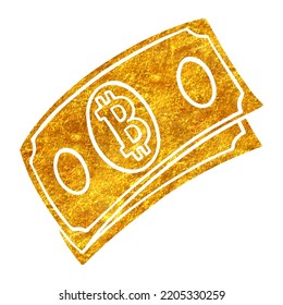 Bitcoin Cryptocurrency Money In Gold Foil Texture Vector Illustration