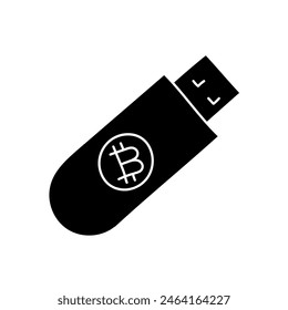 Bitcoin criptomoneda offline concepto de cartera de hardware negro dibujado a mano icono
