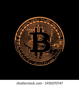 Bitcoin cryptocurrency on black background