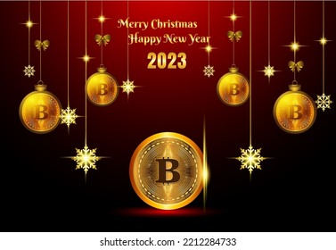 bitcoin cryptocurrency on christmas background