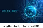 Bitcoin cryptocurrency on circuit board graphic with sample texts, Vector illustrator