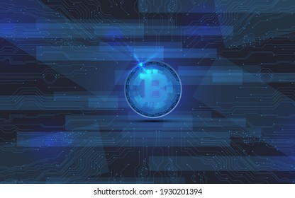 Bitcoin cryptocurrency on a Coin. Polygonal business, money, currency, cash, circle concept. Cryptographic principles to create unique, non-reproducible and shared currency tokens wireframe. low poly
