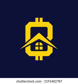 Bitcoin Cryptocurrency Online Mining Currency Bank House Logo