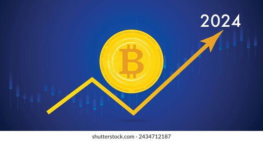 Bitcoin cryptocurrency with pile of coins come out from smartphone, Vector illustrator