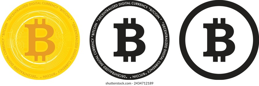 Bitcoin cryptocurrency with pile of coins come out from smartphone, Vector illustrator