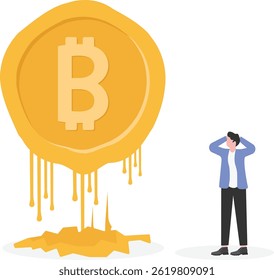 Bitcoin or cryptocurrency price falling down, wrong speculation in digital assets cause investors to lose money,

