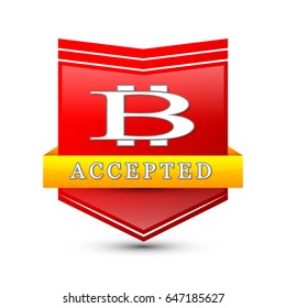 Bitcoin cryptocurrency red shield emblem