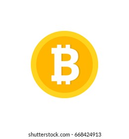 Bitcoin cryptocurrency round symbol. Flat style for apps and websites. Vector illustration.