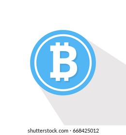 Bitcoin cryptocurrency round symbol. Flat style for apps and websites. Vector illustration.