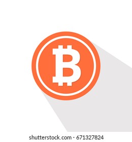 Bitcoin cryptocurrency round symbol. Flat style for apps and websites. Vector illustration.